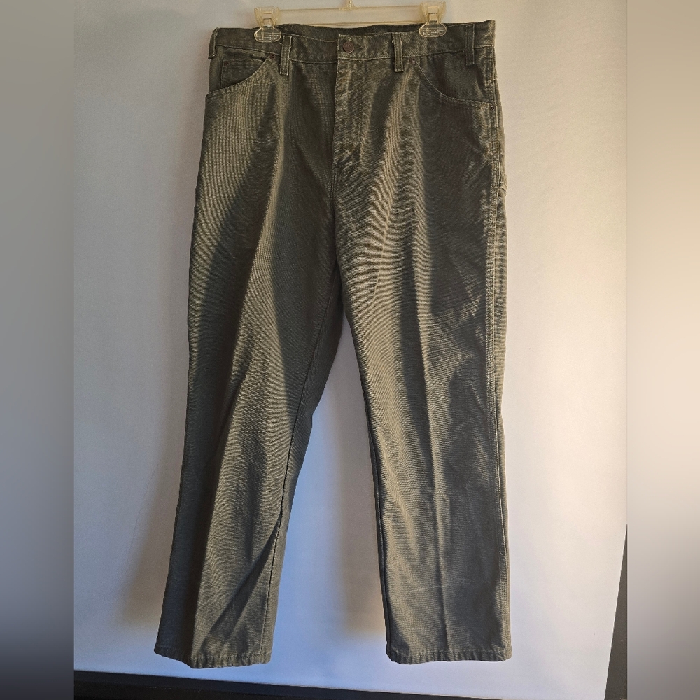DICKIES VINTAGE CARPENTER MEN'S PANTS OLIVER GREEN COTTON SIZE WAIST 36"